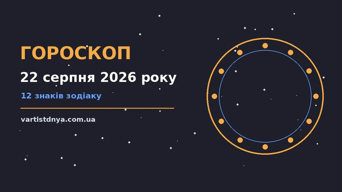 Зоряне небо над міською вулицею ввечері суботи 22 серпня 2026 року