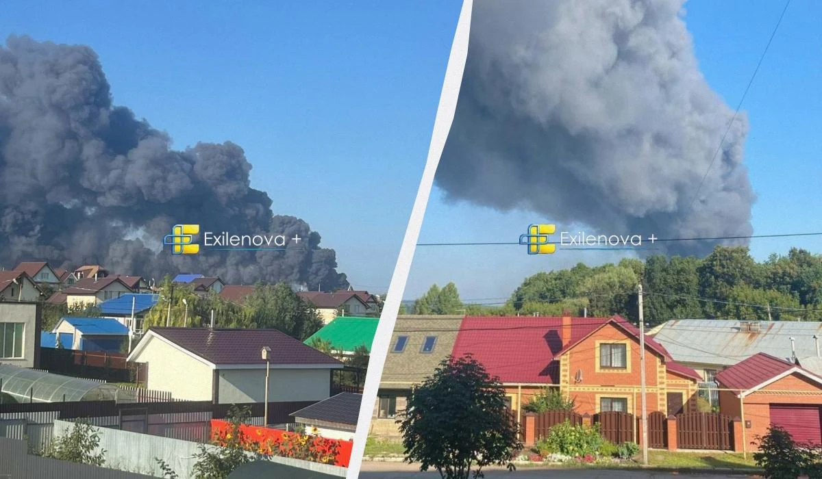Пожежа та дим після нічної атаки безпілотників на території Росії 2 серпня