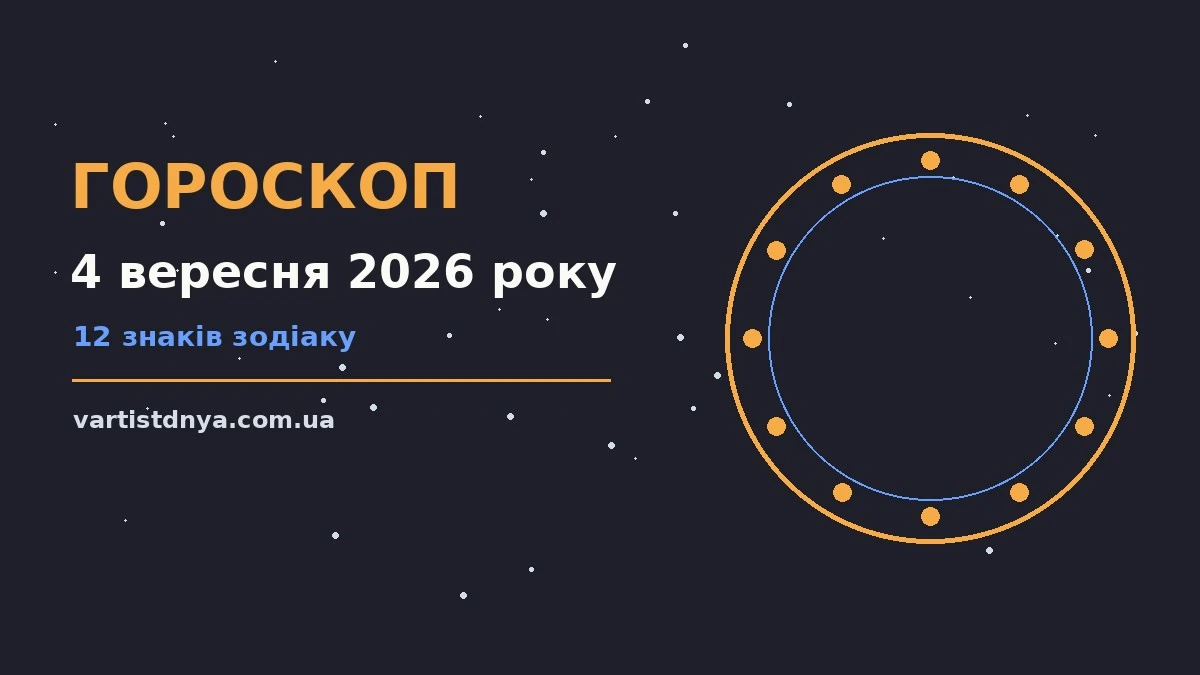Щоденний гороскоп на 4 вересня 2026 року — кар'єра, фінанси, переговори