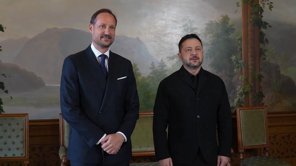 Президент України Володимир Зеленський та король Норвегії Гокон VIII під час зустрічі в Осло 20 жовтня 2026 року.
